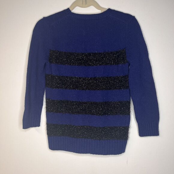 Ann Taylor Midnight Blue & Black Striped Wool Cashmere Blend Sweater size small - Picture 4 of 4